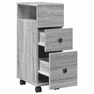 Schmaler Badschrank mit Rollen Grau Sonoma