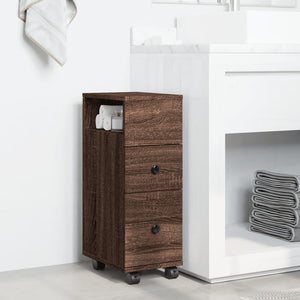 Schmaler Badschrank mit Rollen Eiche
