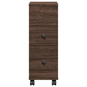 Schmaler Badschrank mit Rollen Eiche