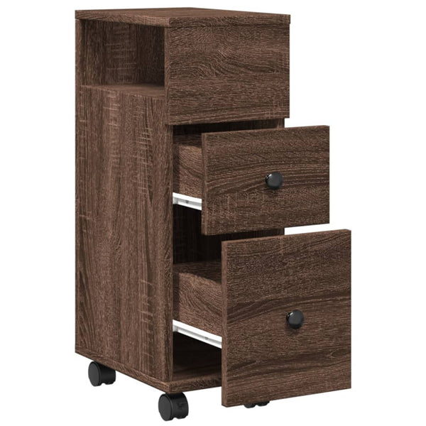Schmaler Badschrank mit Rollen Eiche