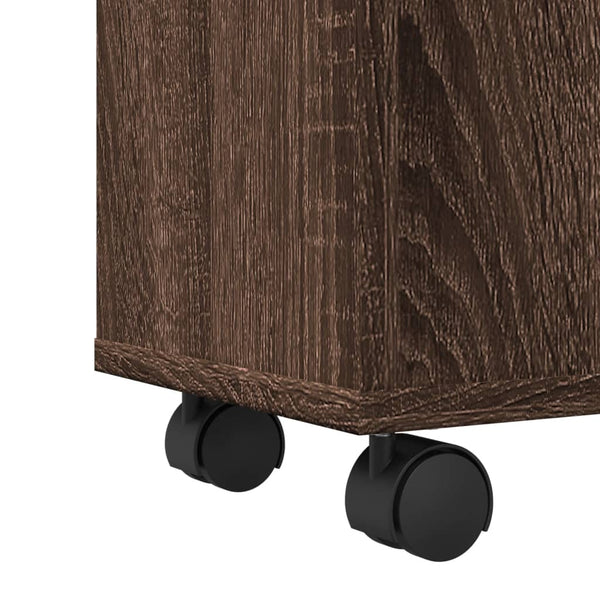 Schmaler Badschrank mit Rollen Eiche