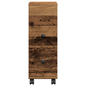 Schmaler Badschrank mit Rollen Altholz-Optik