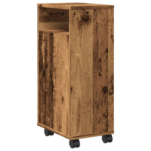 Schmaler Badschrank mit Rollen Altholz-Optik