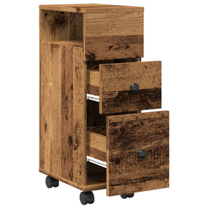 Schmaler Badschrank mit Rollen Altholz-Optik