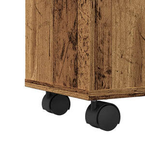 Schmaler Badschrank mit Rollen Altholz-Optik
