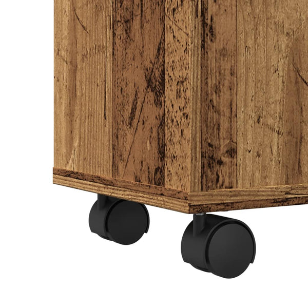 Schmaler Badschrank mit Rollen Altholz-Optik
