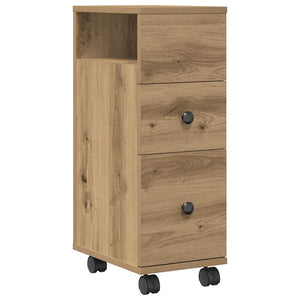 Schmaler Badschrank mit Rollen Eiche