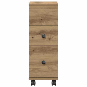 Schmaler Badschrank mit Rollen Eiche