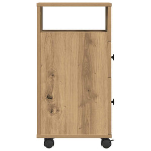 Schmaler Badschrank mit Rollen Eiche