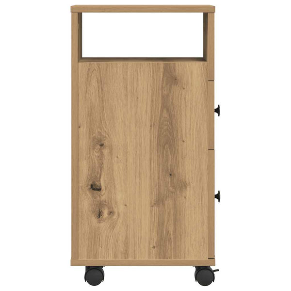 Schmaler Badschrank mit Rollen Eiche