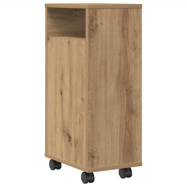 Schmaler Badschrank mit Rollen Eiche