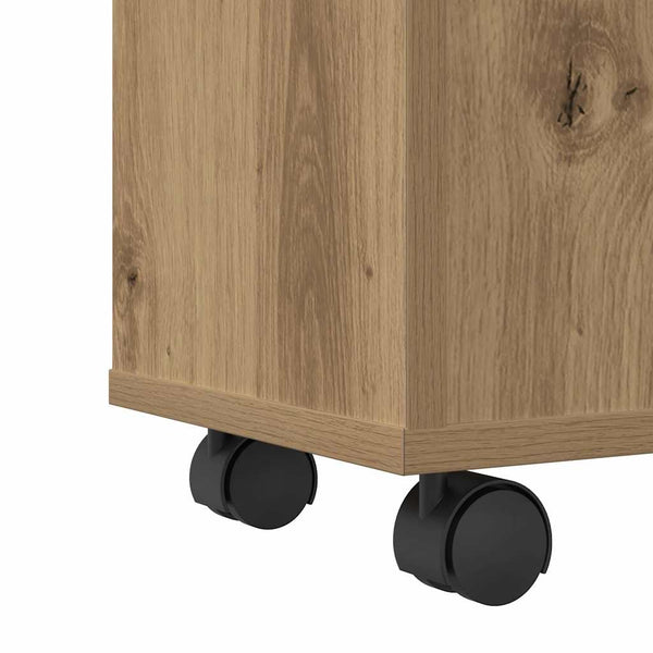 Schmaler Badschrank mit Rollen Eiche