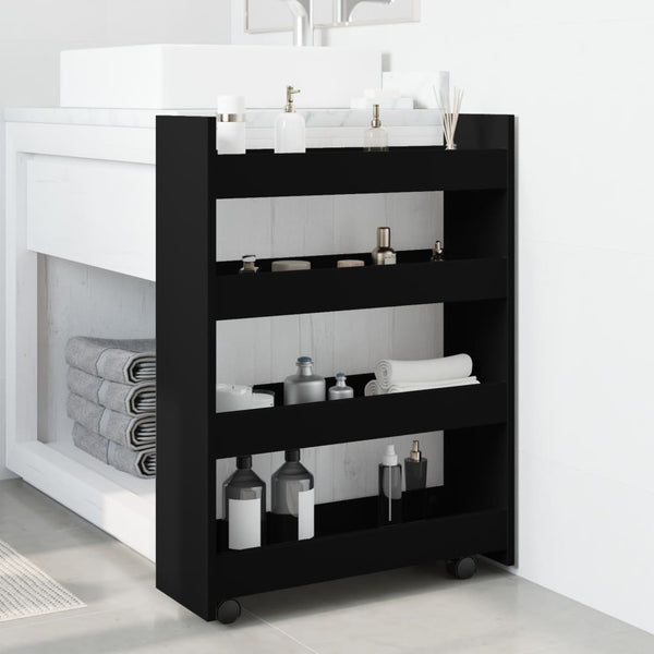 vidaXL Chariot de rangement étroit 4 étages Noir Bois d'ingénierie