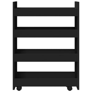 vidaXL Chariot de rangement étroit 4 étages Noir Bois d'ingénierie