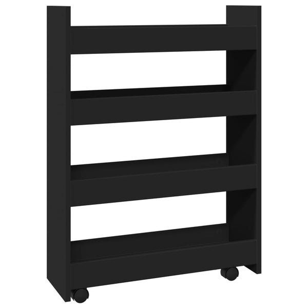 vidaXL Chariot de rangement étroit 4 étages Noir Bois d'ingénierie