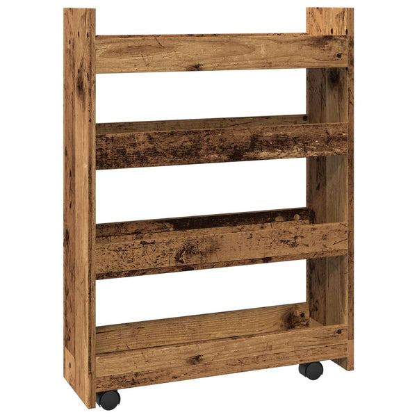 vidaXL Chariot de rangement étroit 4 étages Aspect bois de récupération Bois d'ingénierie