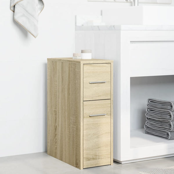 Schmaler Badschrank mit Rollen Sonoma-Eiche