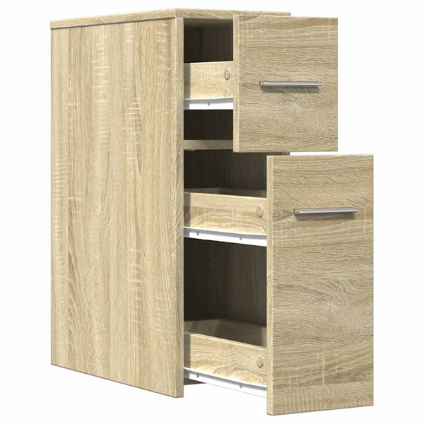 Schmaler Badschrank mit Rollen Sonoma-Eiche