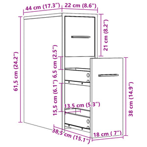 Schmaler Badschrank mit Rollen Sonoma-Eiche