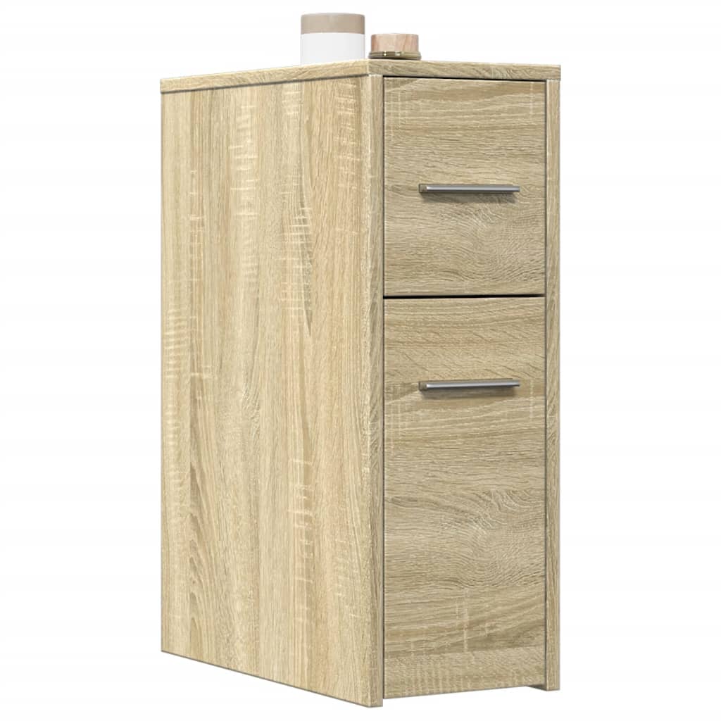 Schmaler Badschrank mit Rollen Sonoma-Eiche