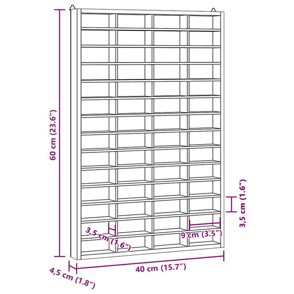 Holz Sammlervitrine mit 56 Fächern