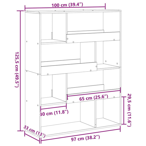 Weißes Bücherregal 100x33x125,5 cm