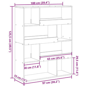 Schwarzes Bücherregal 100x33x125,5 cm