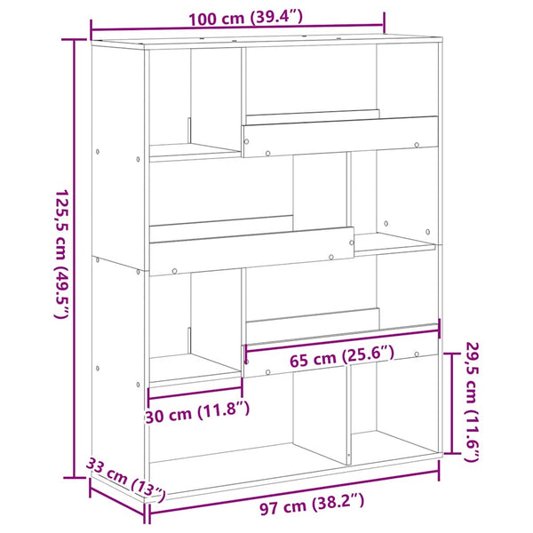 Betongraues Bücherregal, 100 cm