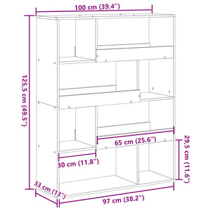 Bücherregal Grau Sonoma 100x33x125,5 cm
