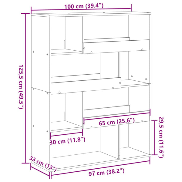 Bücherregal Grau Sonoma 100x33x125,5 cm