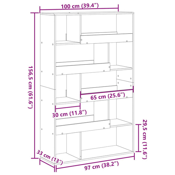 Bücherregal Grau Sonoma 100 cm