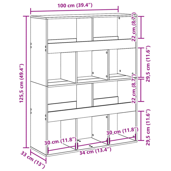Bücherregal Sonoma Eiche 100x33x125,5 cm