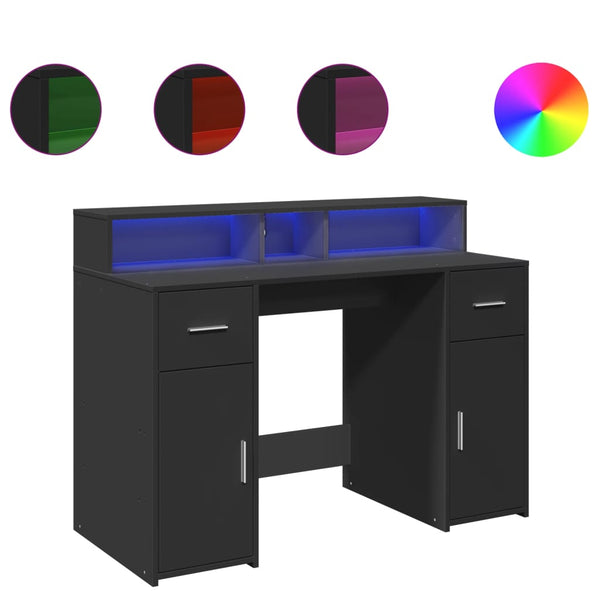 LED Schreibtisch Schwarz 120 cm