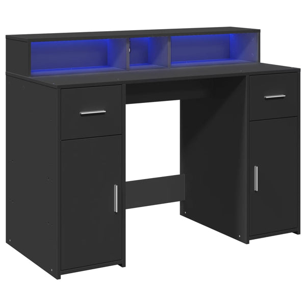 LED Schreibtisch Schwarz 120 cm