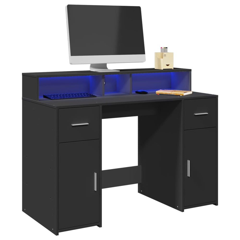 LED Schreibtisch Schwarz 120 cm