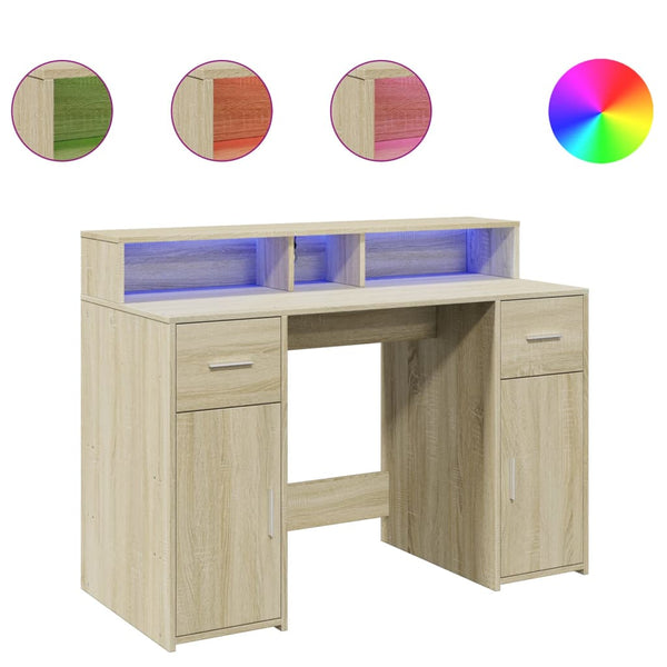 LED Schreibtisch Sonoma Eiche 120 cm