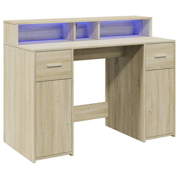LED Schreibtisch Sonoma Eiche 120 cm