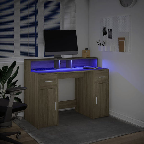 LED Schreibtisch Sonoma Eiche 120 cm