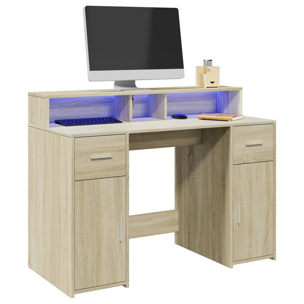 LED Schreibtisch Sonoma Eiche 120 cm
