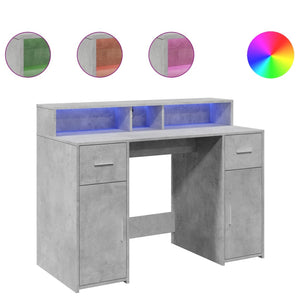 LED Schreibtisch Betongrau 120cm