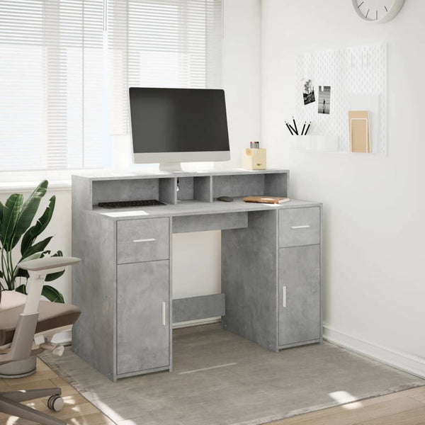 LED Schreibtisch Betongrau 120cm