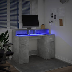 LED Schreibtisch Betongrau 120cm