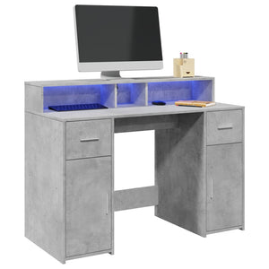 LED Schreibtisch Betongrau 120cm
