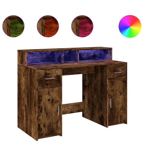 LED Schreibtisch Räuchereiche 120 cm