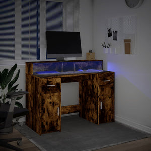 LED Schreibtisch Räuchereiche 120 cm