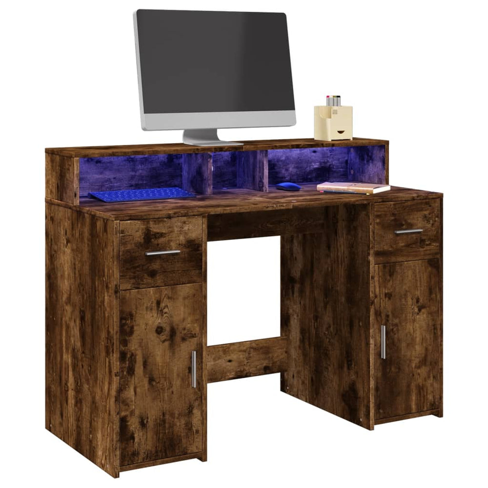LED Schreibtisch Räuchereiche 120 cm