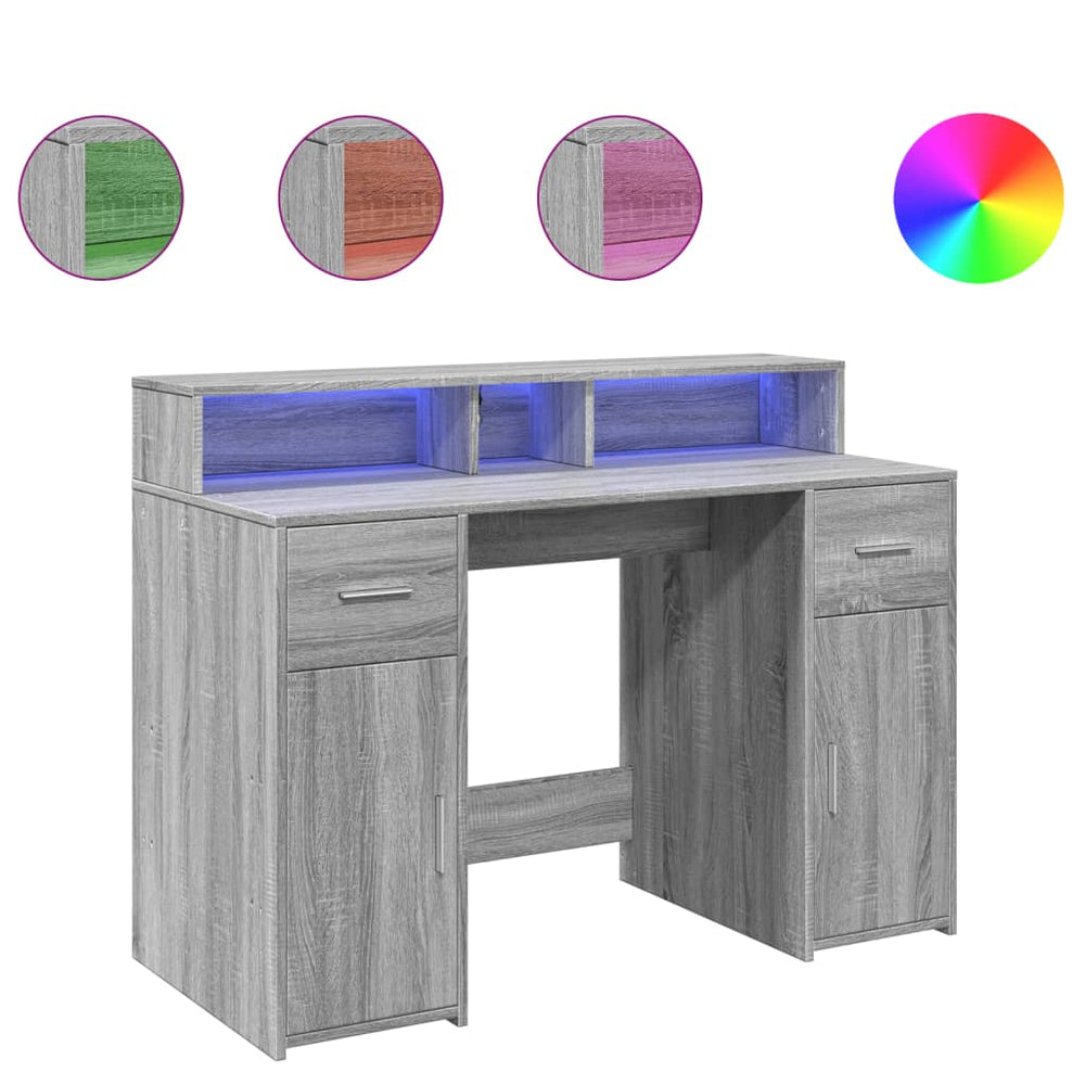 LED Schreibtisch Grau Sonoma 120cm