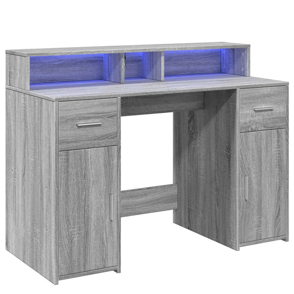 LED Schreibtisch Grau Sonoma 120cm