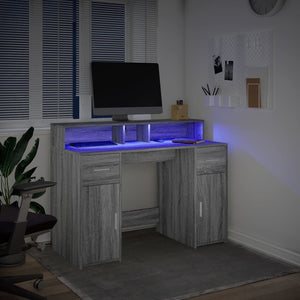 LED Schreibtisch Grau Sonoma 120cm