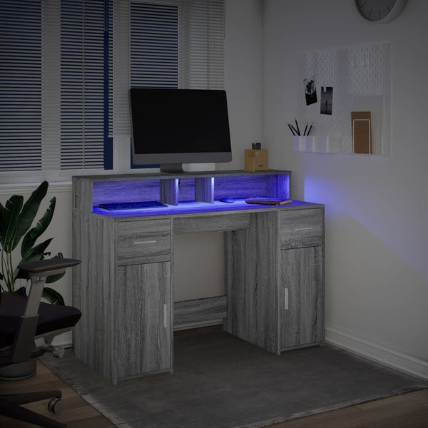 LED Schreibtisch Grau Sonoma 120cm